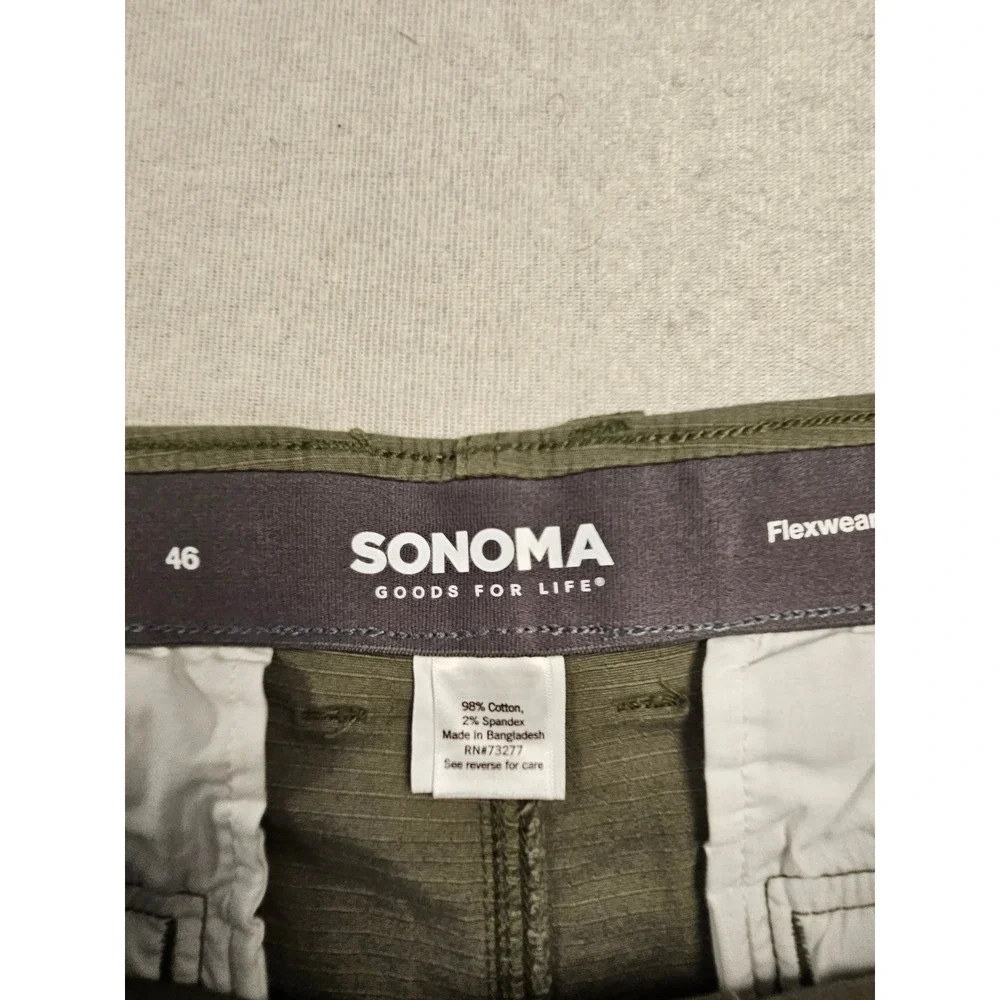 Sonoma Goods For Life Mens Flexwear Cargo Shorts Olive Green Size 46 9-in Inseam